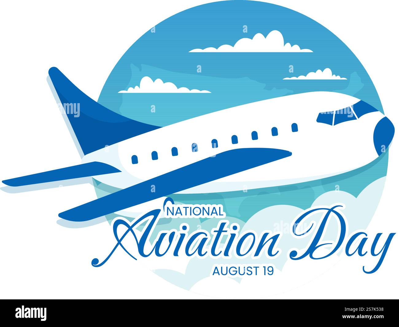 National Aviation Day Vector Illustration eines Flugzeugs mit himmelblauem Hintergrund oder Flagge der Vereinigten Staaten in flachen, handgezogenen Cartoon-Vorlagen Stock Vektor