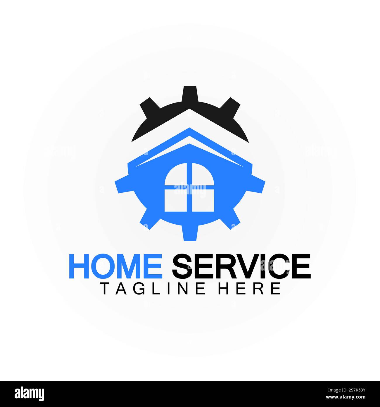Home Service Logo, Designkonzept Ausrüstung und Heim, geeignet für Renovierungs-, Umbau- und Hauswartungsunternehmen Stock Vektor