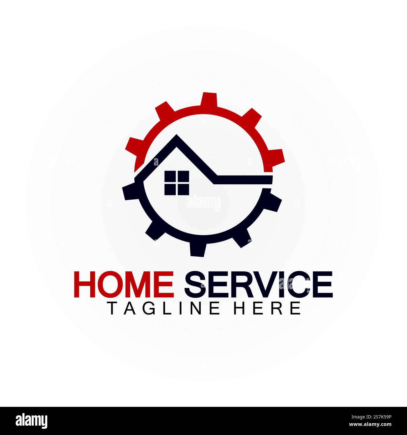 Home Service Logo, Designkonzept Ausrüstung und Heim, geeignet für Renovierungs-, Umbau- und Hauswartungsunternehmen Stock Vektor