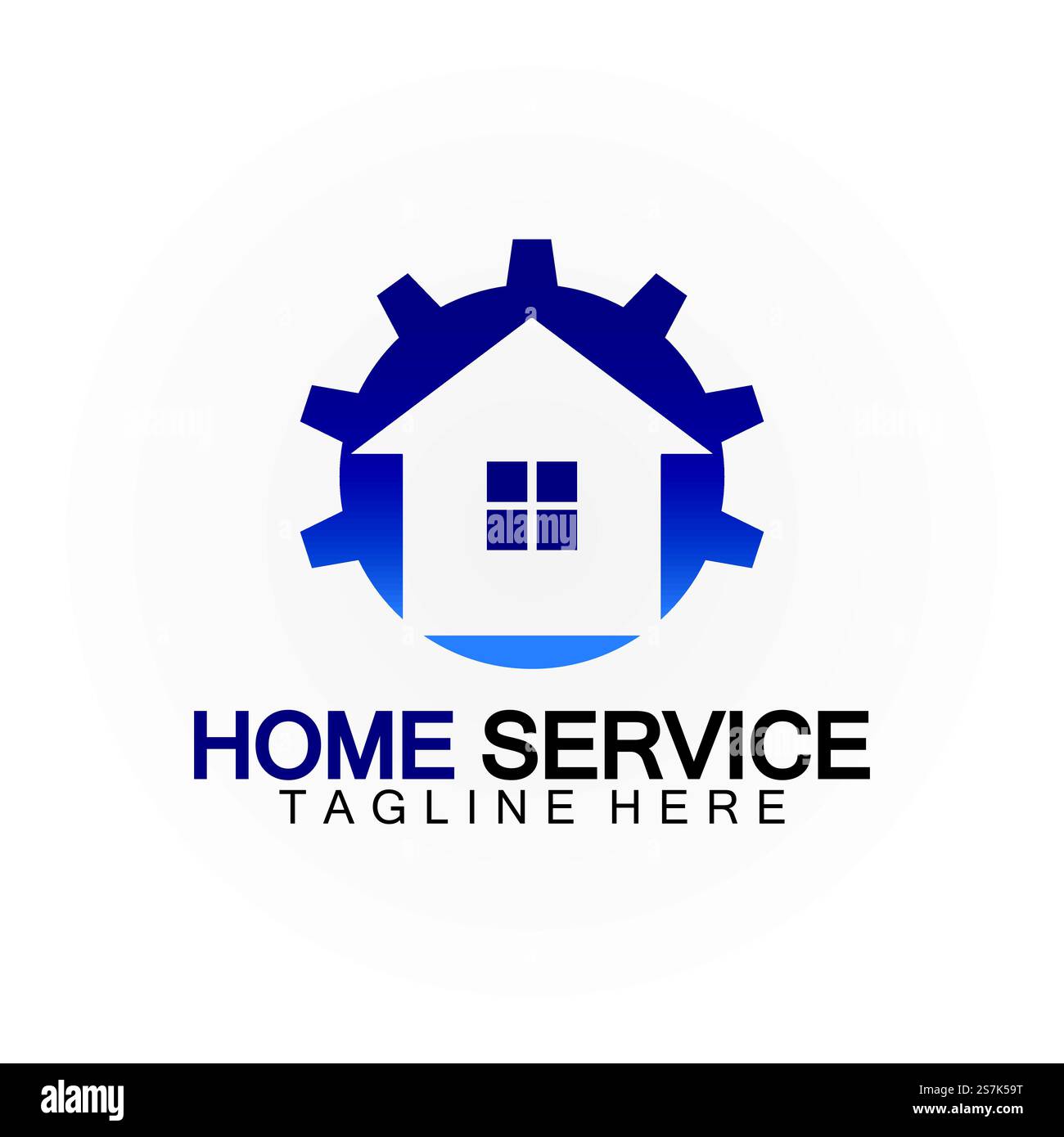 Home Service Logo, Designkonzept Ausrüstung und Heim, geeignet für Renovierungs-, Umbau- und Hauswartungsunternehmen Stock Vektor