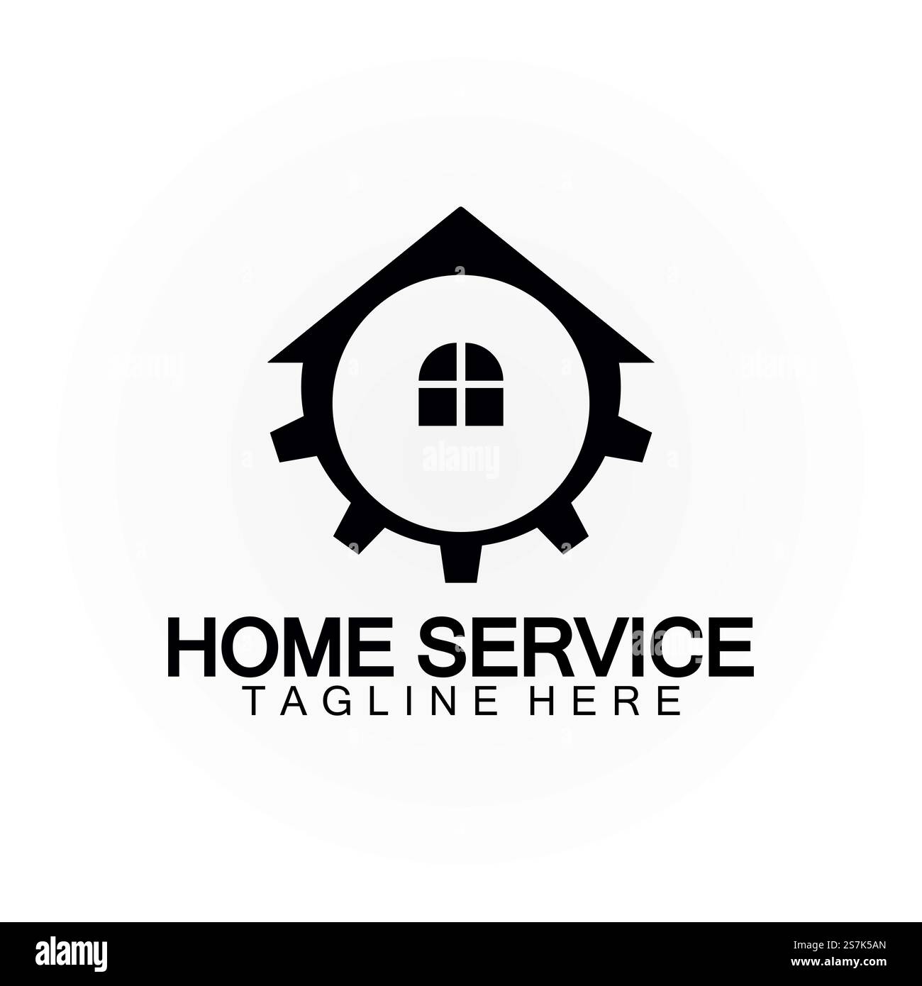 Home Service Logo, Designkonzept Ausrüstung und Heim, geeignet für Renovierungs-, Umbau- und Hauswartungsunternehmen Stock Vektor