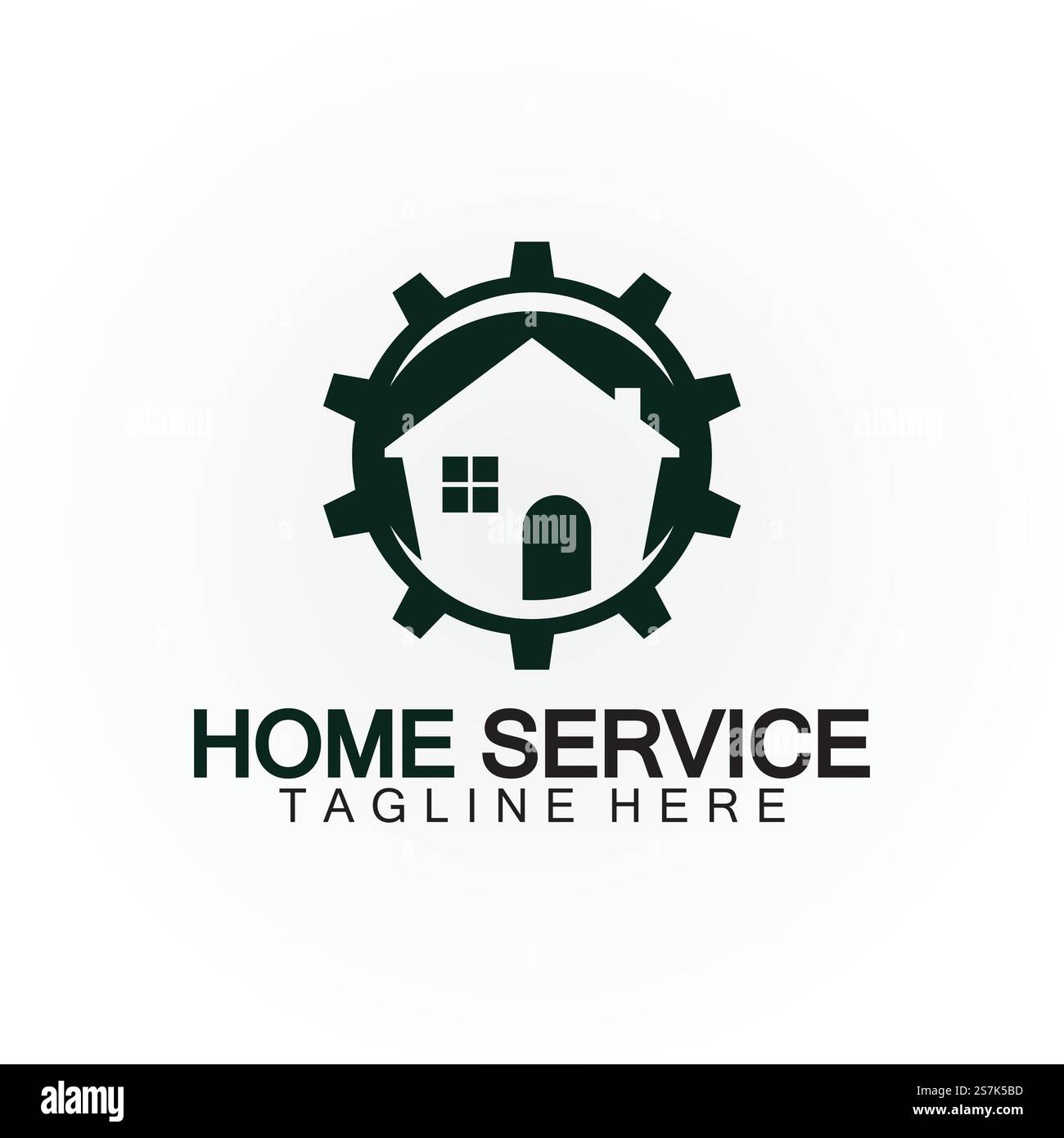 Home Service Logo, Designkonzept Ausrüstung und Heim, geeignet für Renovierungs-, Umbau- und Hauswartungsunternehmen Stock Vektor