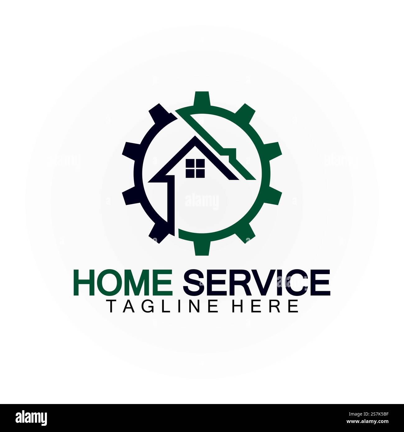 Home Service Logo, Designkonzept Ausrüstung und Heim, geeignet für Renovierungs-, Umbau- und Hauswartungsunternehmen Stock Vektor