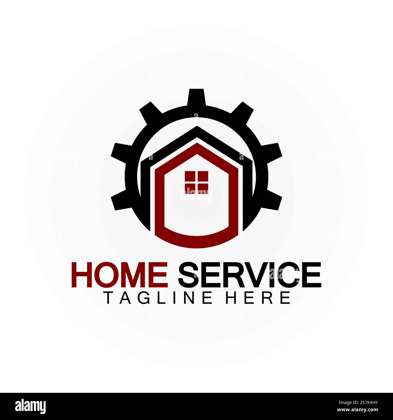 Home Service Logo, Designkonzept Ausrüstung und Heim, geeignet für Renovierungs-, Umbau- und Hauswartungsunternehmen Stock Vektor