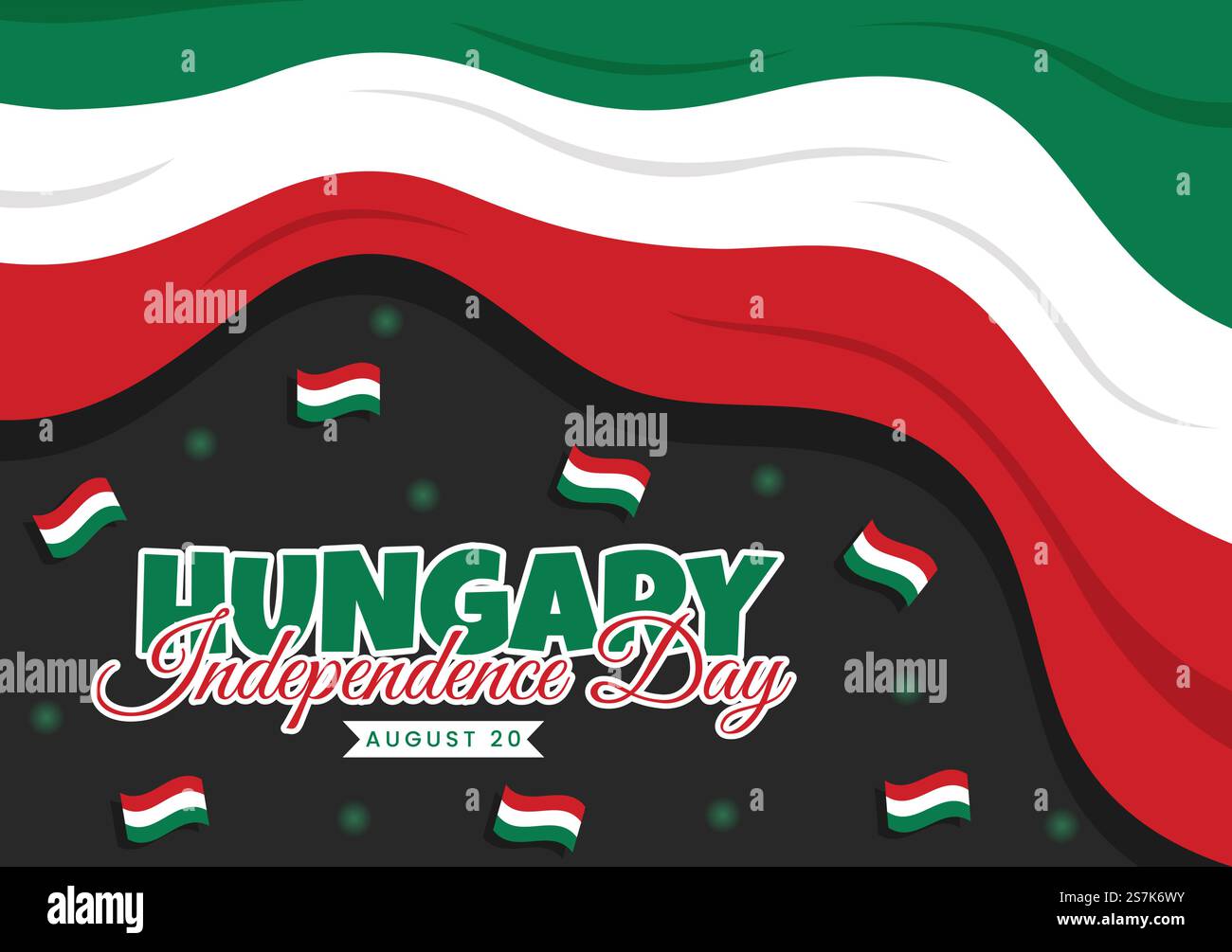Happy Hungary Independence Day Vector Illustration with Hungarian Waving Flag Background in National Holiday Flat Cartoon handgezeichnete Vorlagen Stock Vektor
