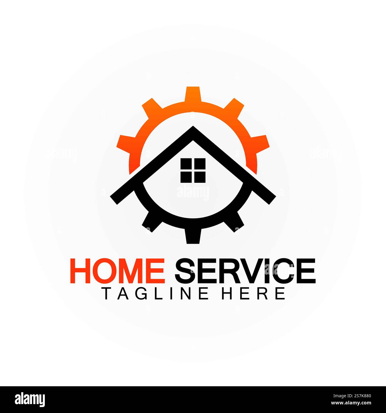 Home Service Logo, Designkonzept Ausrüstung und Heim, geeignet für Renovierungs-, Umbau- und Hauswartungsunternehmen Stock Vektor