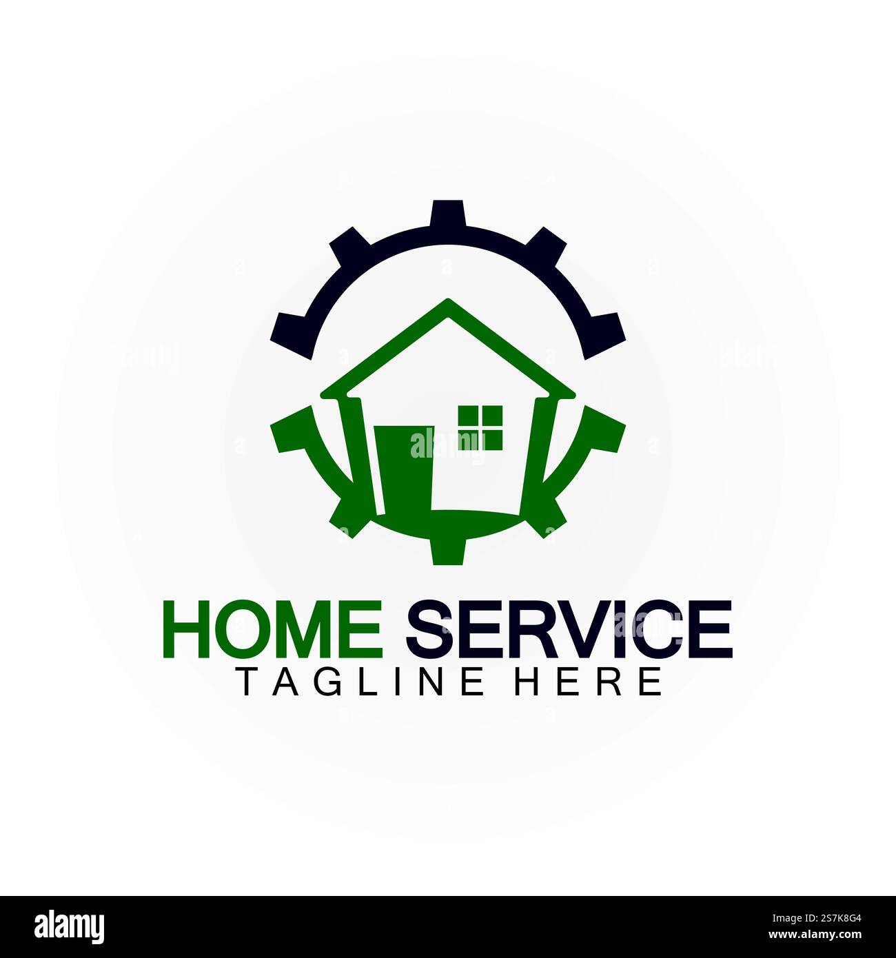 Home Service Logo, Designkonzept Ausrüstung und Heim, geeignet für Renovierungs-, Umbau- und Hauswartungsunternehmen Stock Vektor