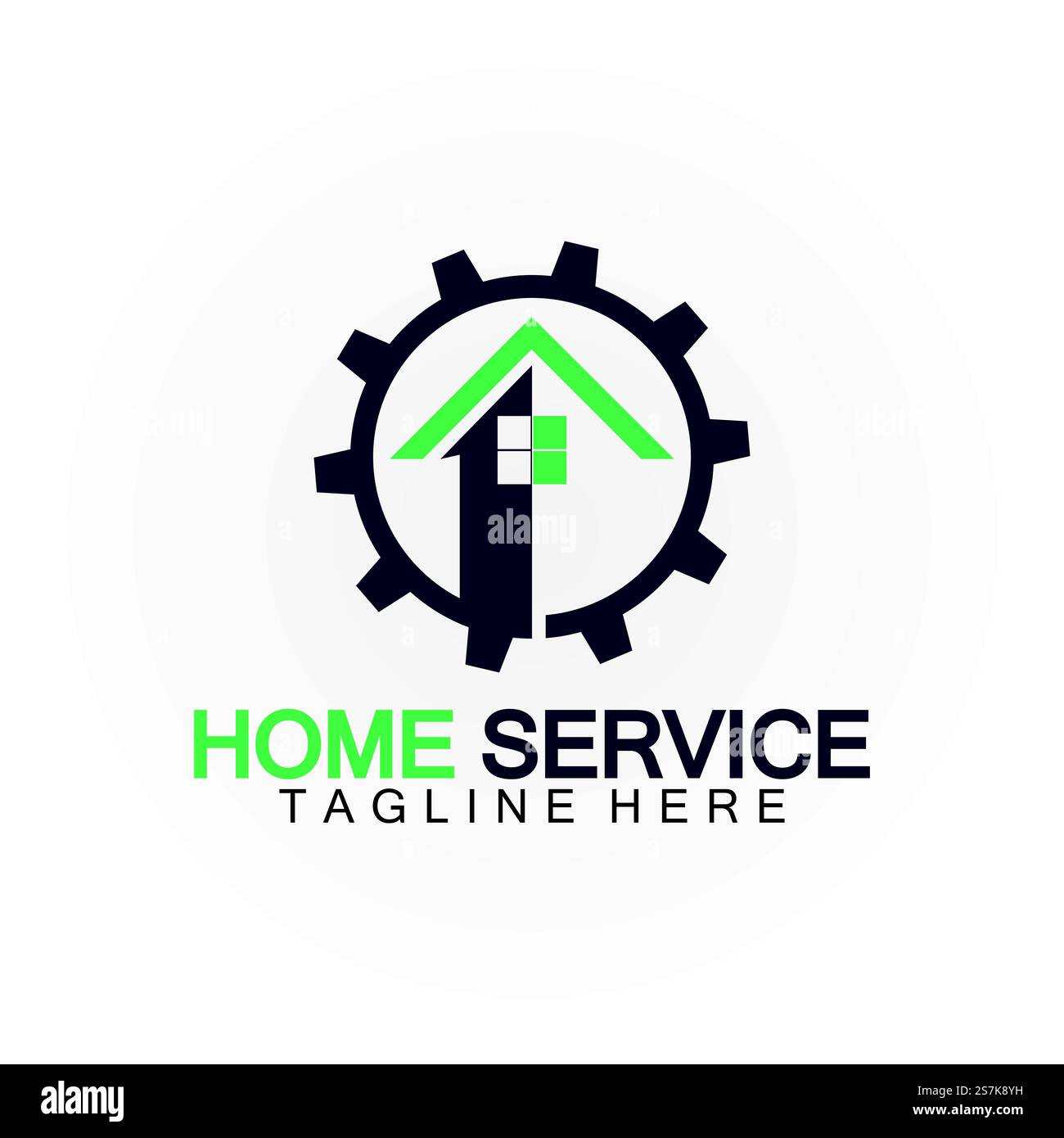 Home Service Logo, Designkonzept Ausrüstung und Heim, geeignet für Renovierungs-, Umbau- und Hauswartungsunternehmen Stock Vektor