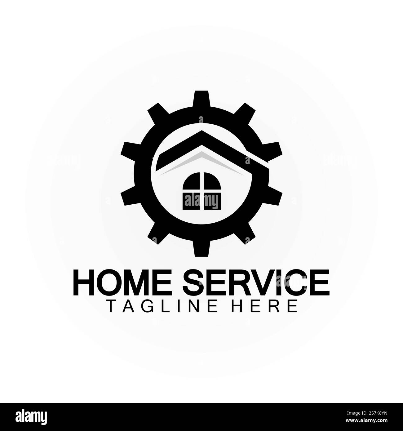 Home Service Logo, Designkonzept Ausrüstung und Heim, geeignet für Renovierungs-, Umbau- und Hauswartungsunternehmen Stock Vektor