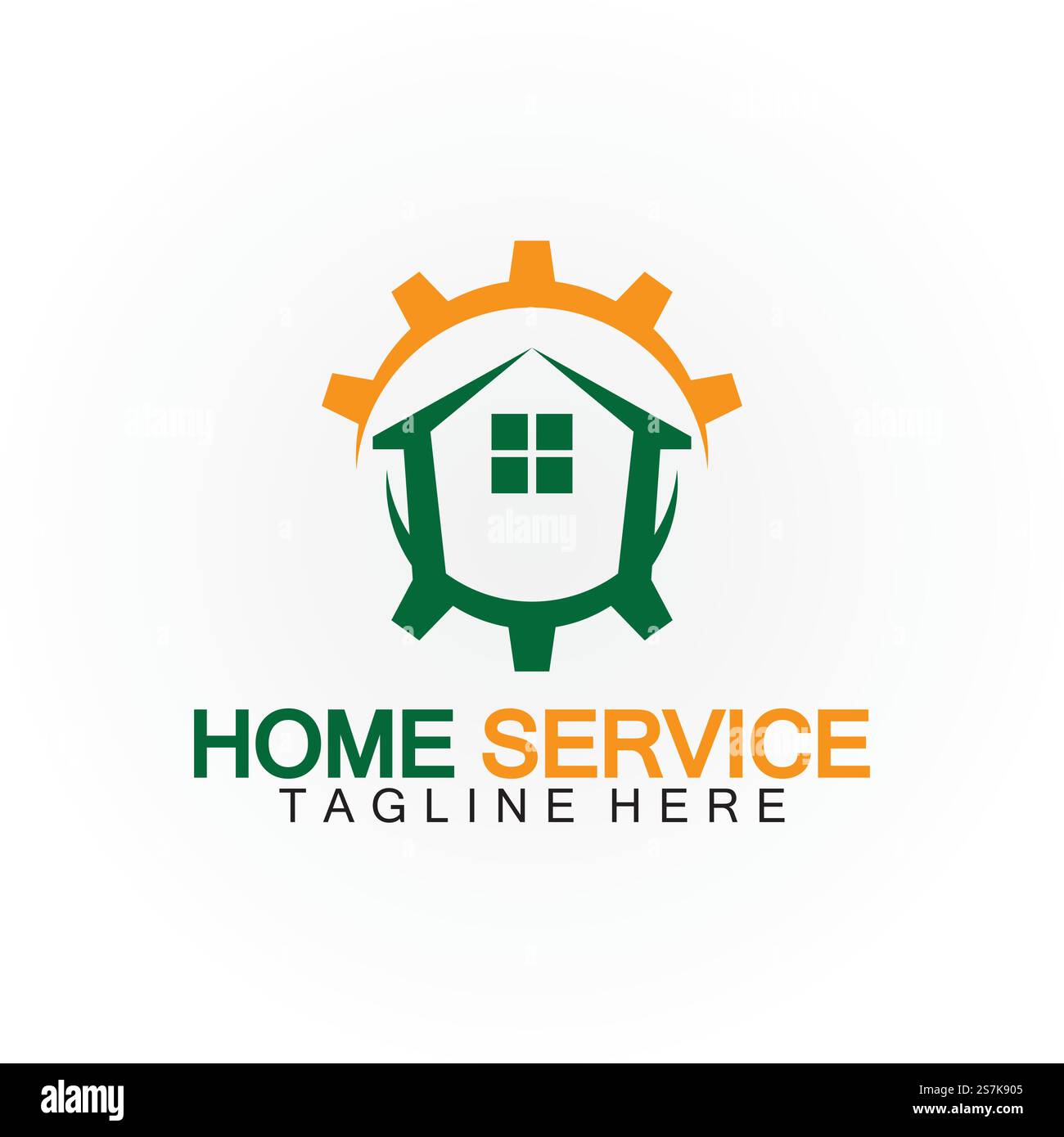 Home Service Logo, Designkonzept Ausrüstung und Heim, geeignet für Renovierungs-, Umbau- und Hauswartungsunternehmen Stock Vektor