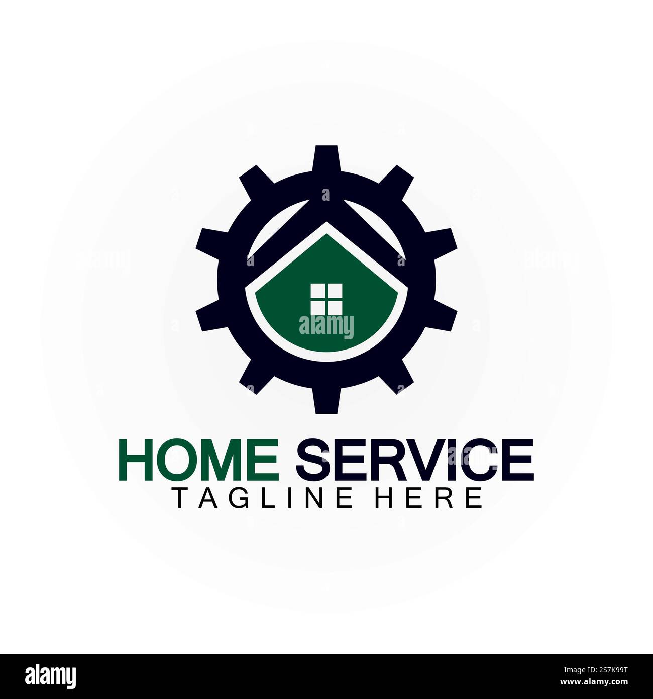 Home Service Logo, Designkonzept Ausrüstung und Heim, geeignet für Renovierungs-, Umbau- und Hauswartungsunternehmen Stock Vektor
