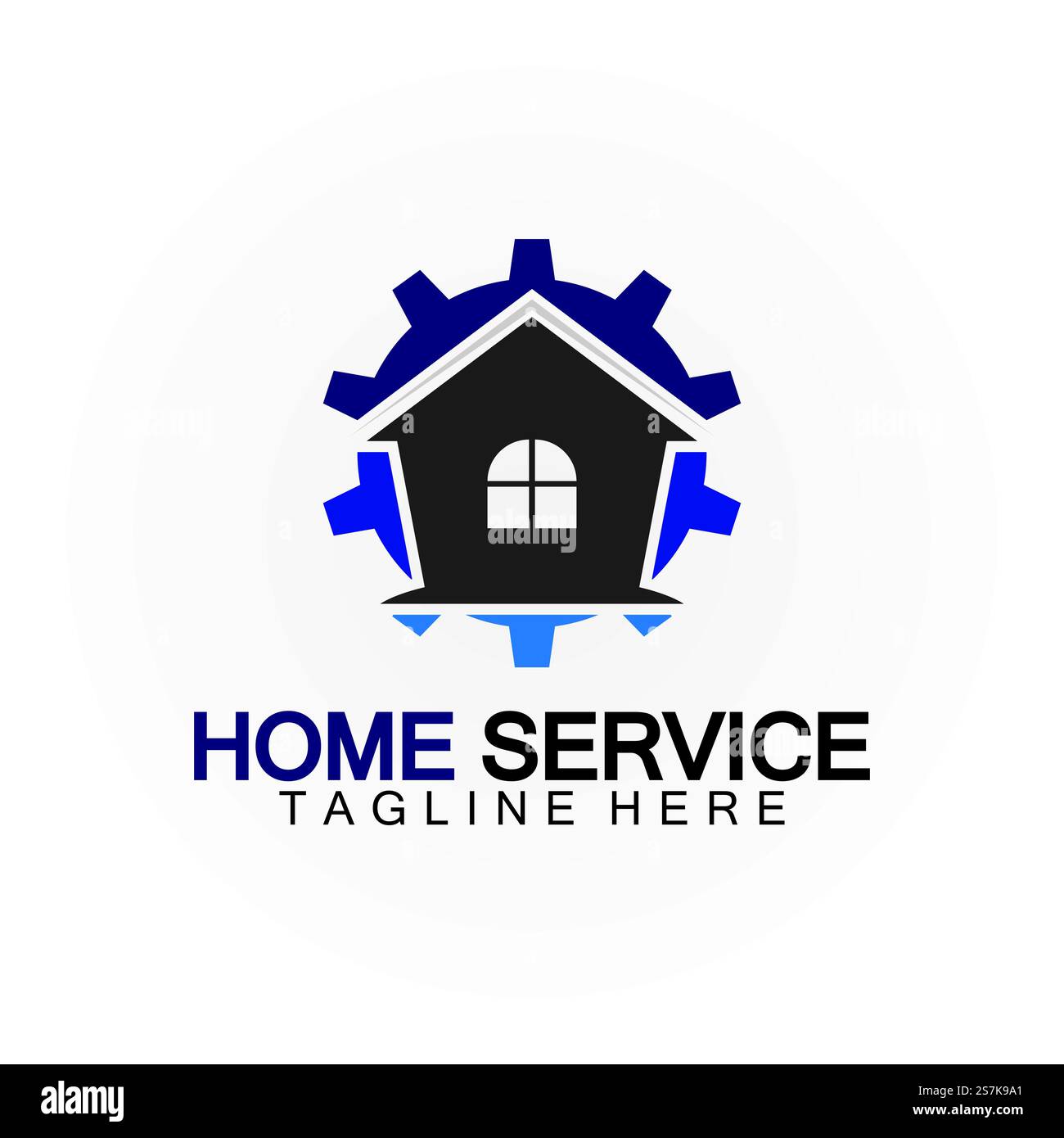 Home Service Logo, Designkonzept Ausrüstung und Heim, geeignet für Renovierungs-, Umbau- und Hauswartungsunternehmen Stock Vektor