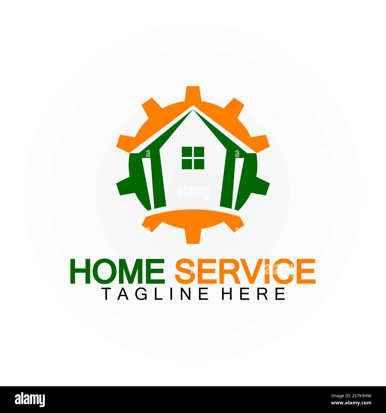 Home Service Logo, Designkonzept Ausrüstung und Heim, geeignet für Renovierungs-, Umbau- und Hauswartungsunternehmen Stock Vektor