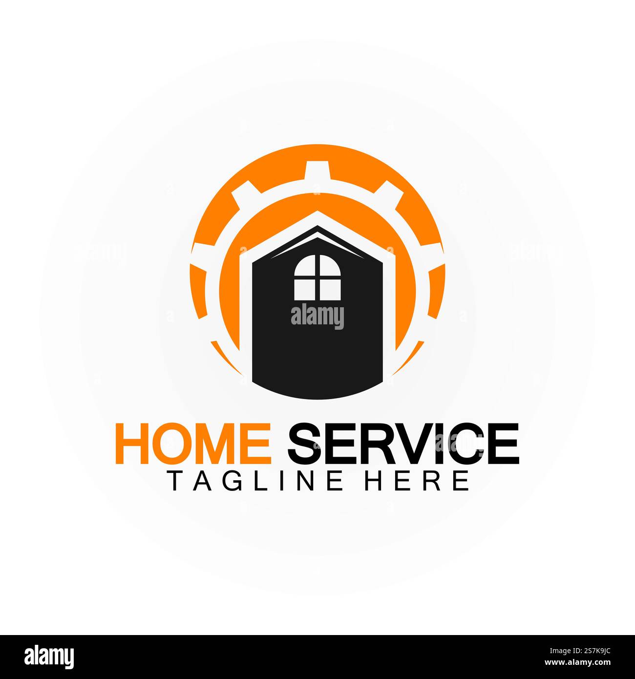 Home Service Logo, Designkonzept Ausrüstung und Heim, geeignet für Renovierungs-, Umbau- und Hauswartungsunternehmen Stock Vektor