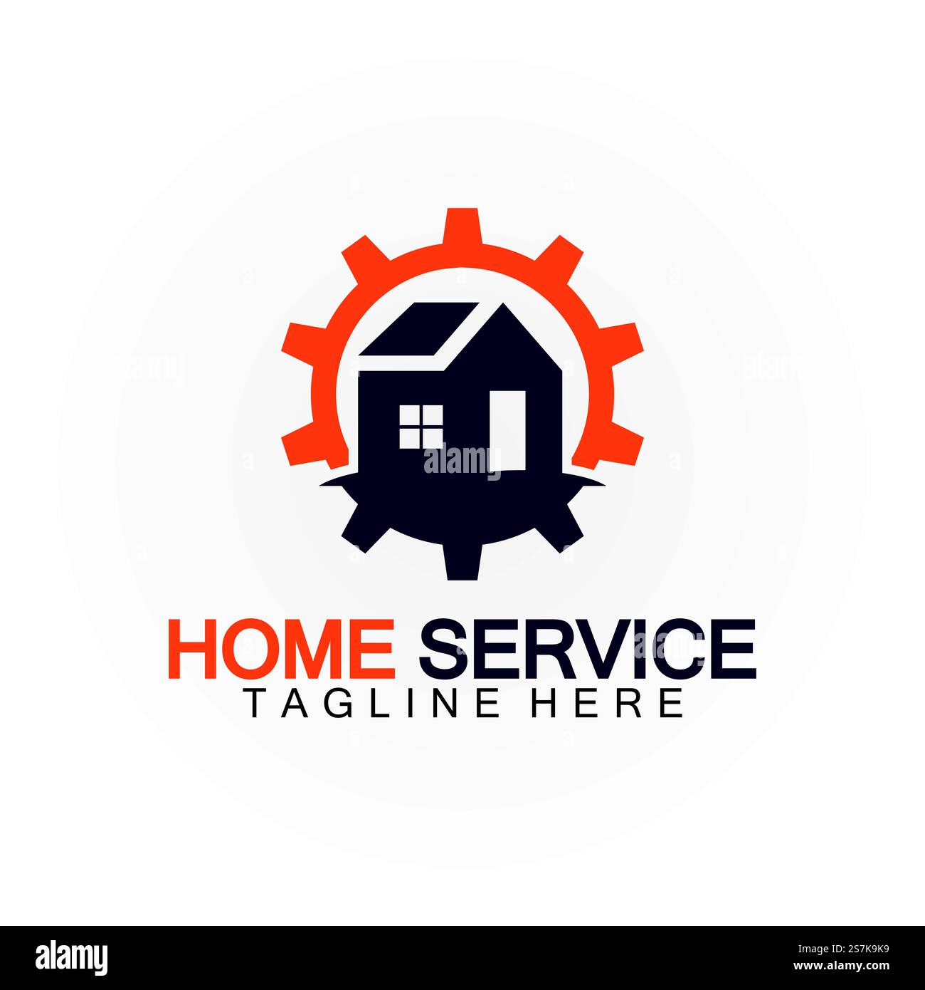 Home Service Logo, Designkonzept Ausrüstung und Heim, geeignet für Renovierungs-, Umbau- und Hauswartungsunternehmen Stock Vektor