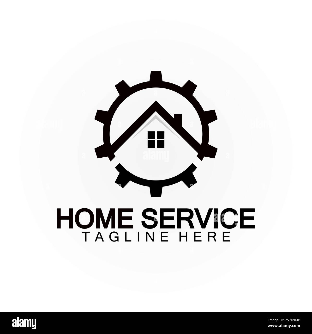 Home Service Logo, Designkonzept Ausrüstung und Heim, geeignet für Renovierungs-, Umbau- und Hauswartungsunternehmen Stock Vektor