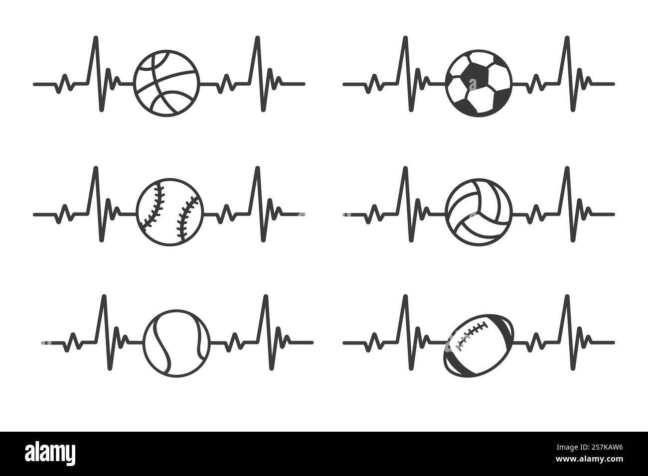 Herzschlagdiagramm. Herzklopfen bei der Ausübung eines gesunden Sportkonzepts. Stock Vektor