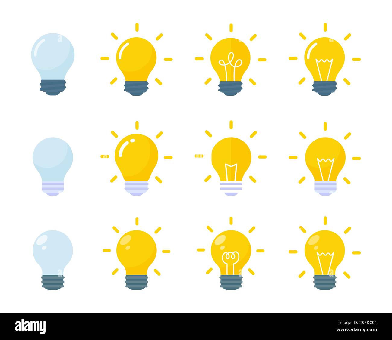Glühlampensymbol. Ideen und Kreativität für Glühbirnen. Analytisches Denken für die Innovationsverarbeitung Stock Vektor