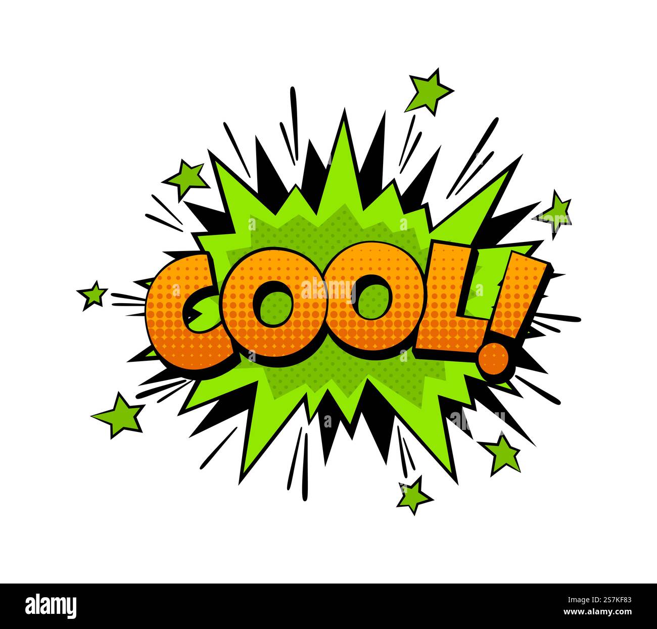 Comic-Comic-Wort cool. Sprachblase mit Explosionseffekt-Form. Comic-Comic-Wort cool. Sprachblase mit Explosionsform Stock Vektor