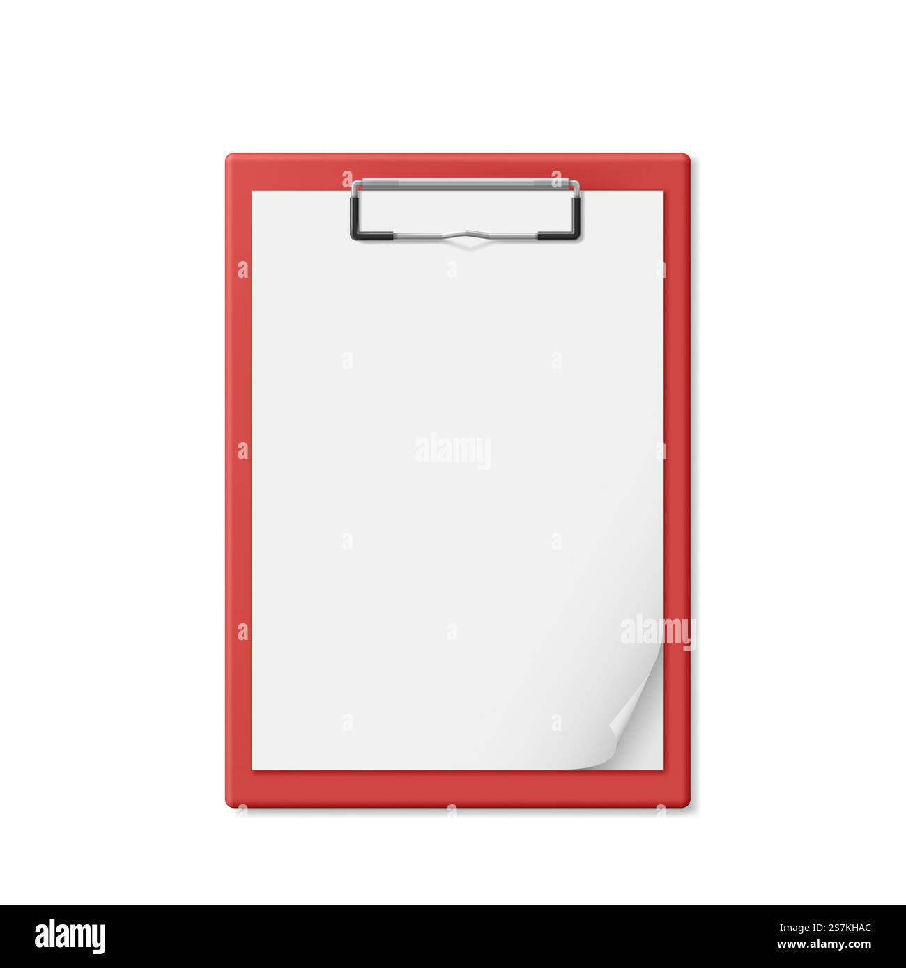 Rote Zwischenablage mit ein paar Blättern Papier. Realistischer Stil. Editor für Dokumente, die auf weißem Hintergrund isoliert sind. Illustration des Vorlagenvektors. Rote Zwischenablage mit ein paar Blättern Papier. Realistischer Stil. Editor für Dokumente Stock Vektor