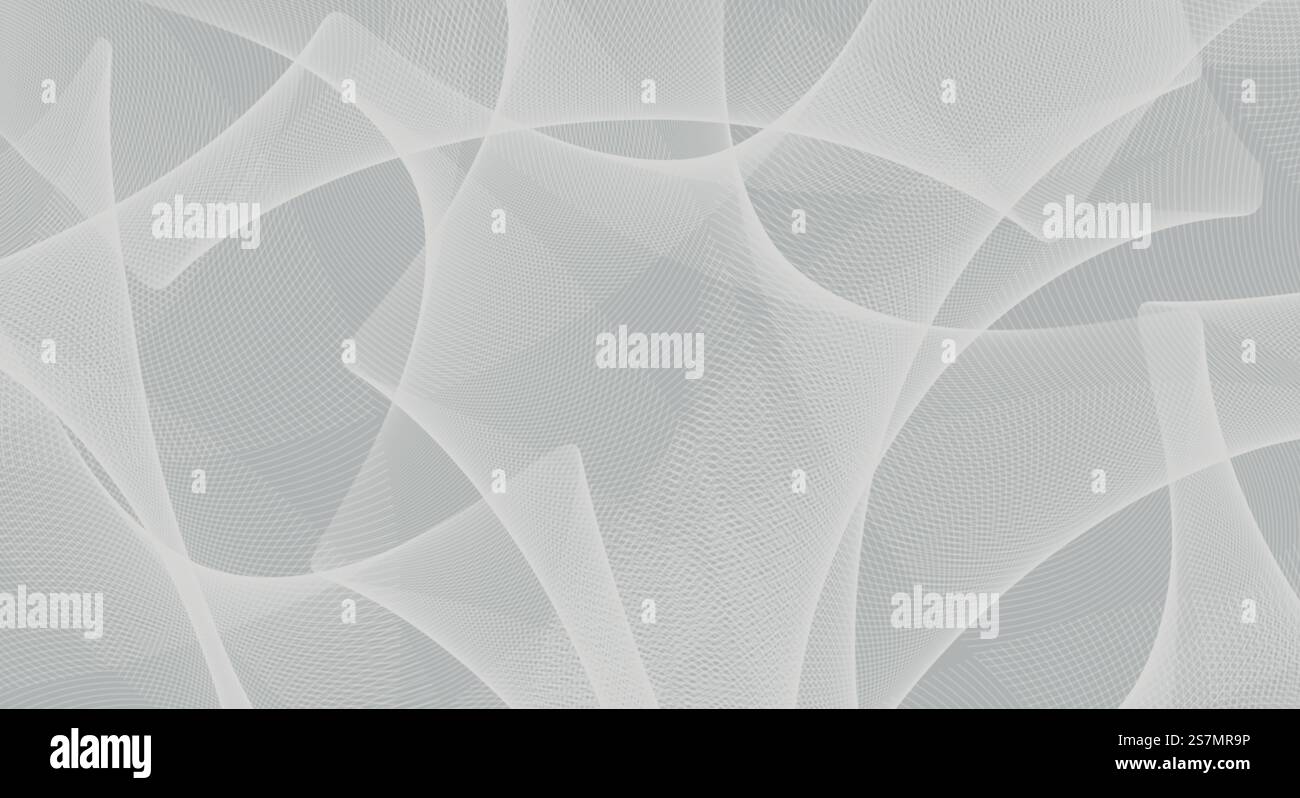Abstrakter Hintergrund mit grauen welligen Linien auf dunkelgrauem Hintergrund, dynamische Kurven, minimalistischer Stil Stockfoto