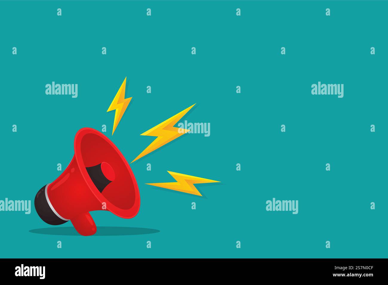 Rotes Megaphon ist Werbung. Online-Verkauf von Produkten, Vektor-Illustrator. Stock Vektor