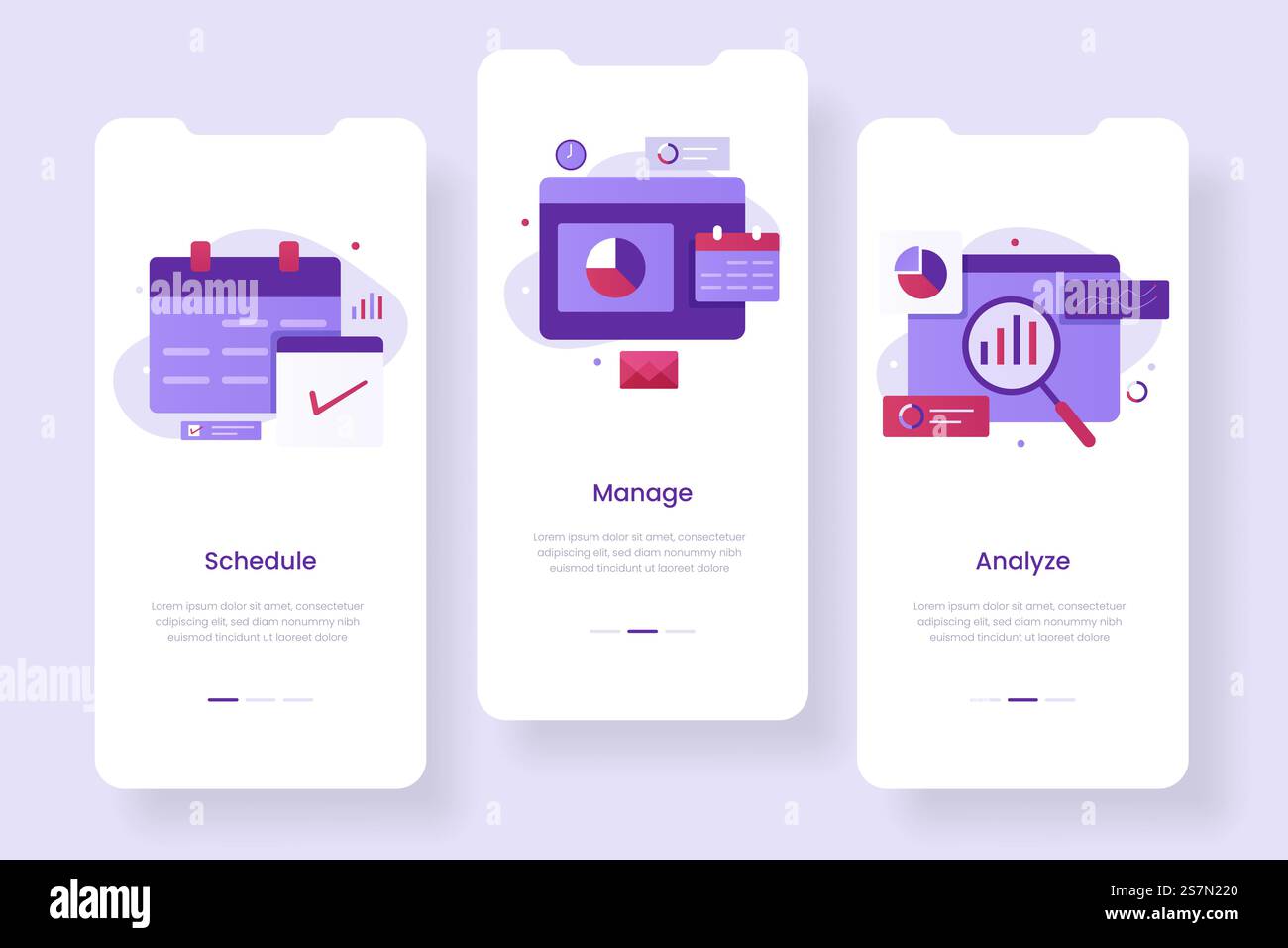 Business Management Mobile App Konzept. Illustrationen für Websites, Landing-Pages, mobile Anwendungen, Poster und Banner Stock Vektor