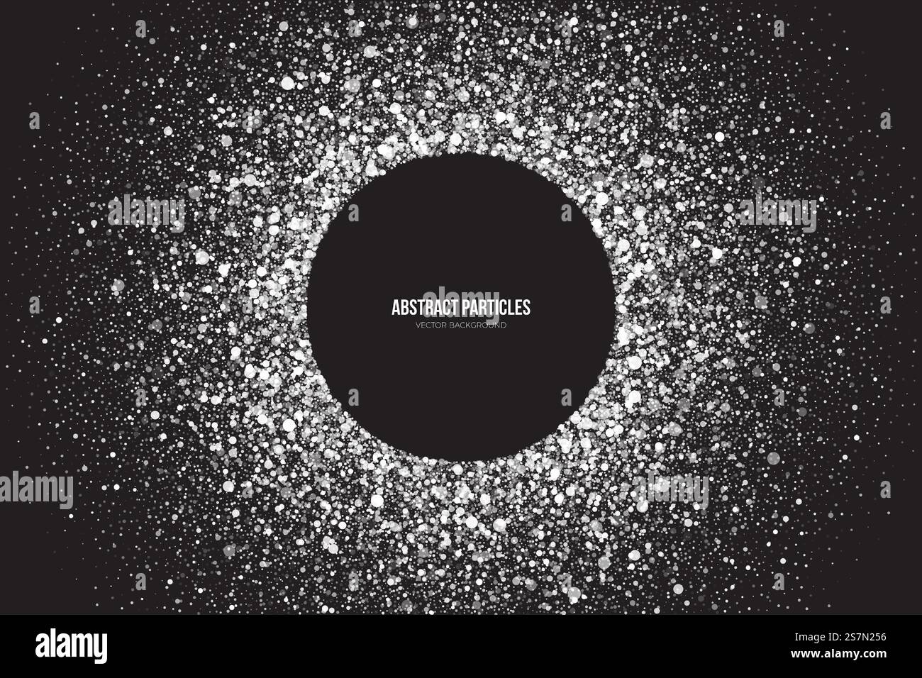 Heller Weißer Schimmer Glowing Particles Round Frame Abstrakter Hintergrund. Weißer Schimmer Leuchtende Runde Partikel Vektor Hintergrund Stock Vektor