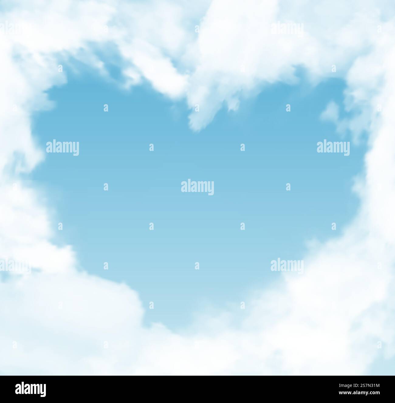 Vektorrealistische Skyscape. Loch in Wolken mit Herzform. Himmel mit Wolken... Vektorrealistische Skyscape. Himmel mit Wolken. Loch in Wolken mit Herzform. Stock Vektor