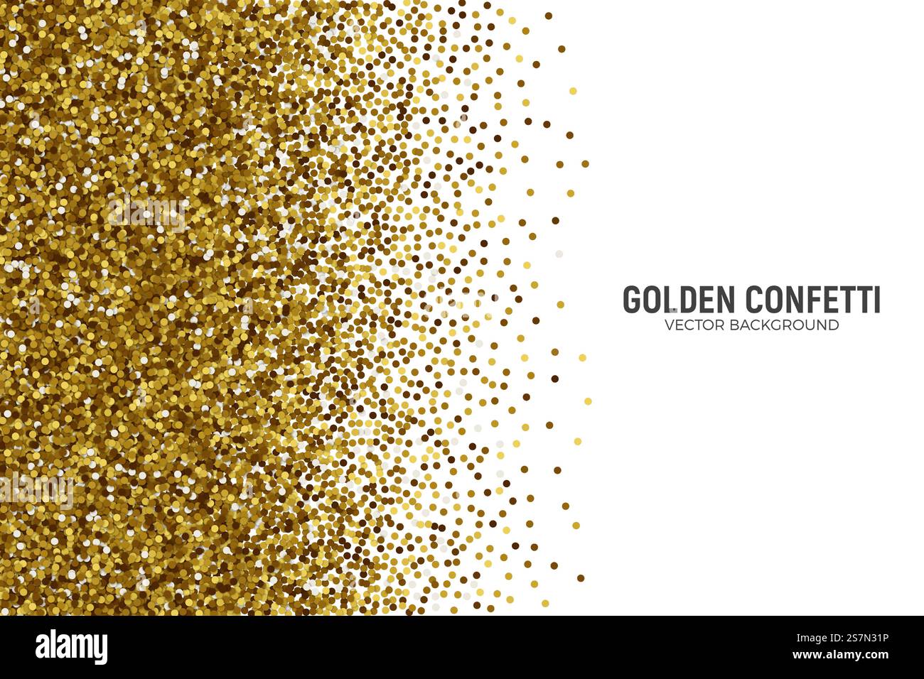 Vektor gestreutes goldenes Konfetti in abstrakter Form isoliert auf weißem Hintergrund 3D-Illustration. Slapstick Papier Rund Gold Helle Partikel. Grafikdesign-Vorlage. Vektor Verstreut Goldener Konfetti Weißer Hintergrund Stock Vektor