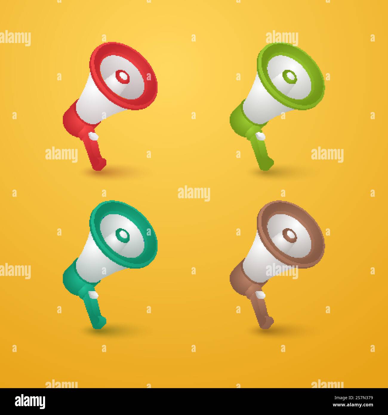 3D elektronischer Megaphon eleganter und minimalistischer Vektor-Illustration Set Stock Vektor