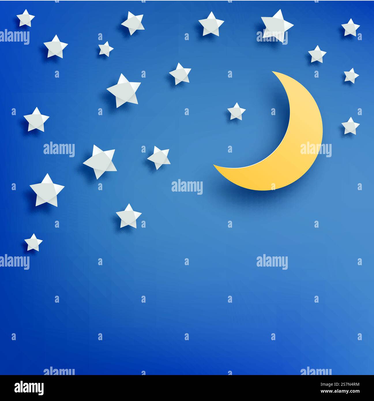 Stern und Mond Papier Art Vektor Illustration Stock Vektor