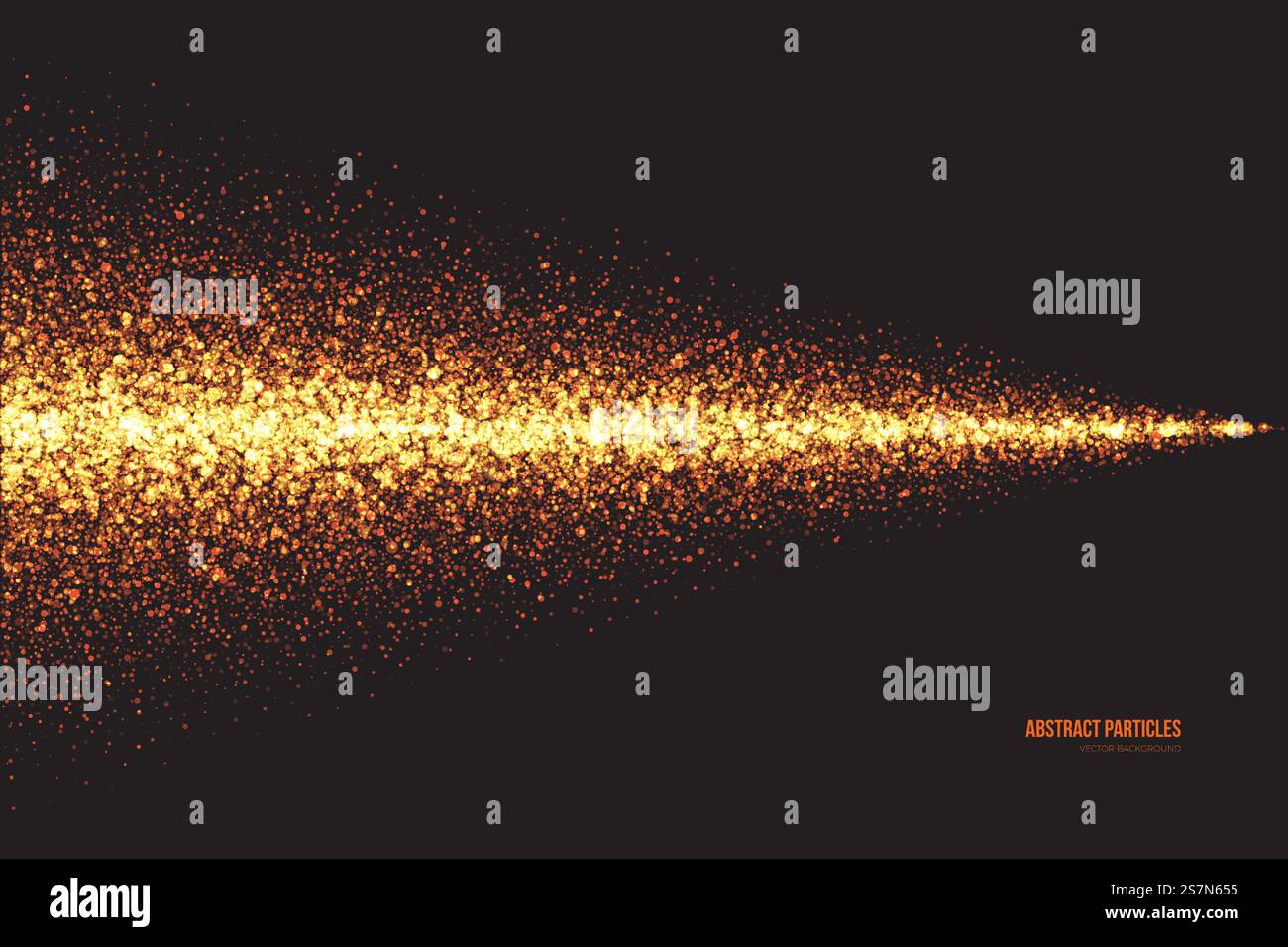 Dispersed Bright Shimmer Glowing Particles Vektor Abstrakter Hintergrund. Goldener Schimmer Leuchtende Runde Partikel Vektor-Hintergrund Stock Vektor