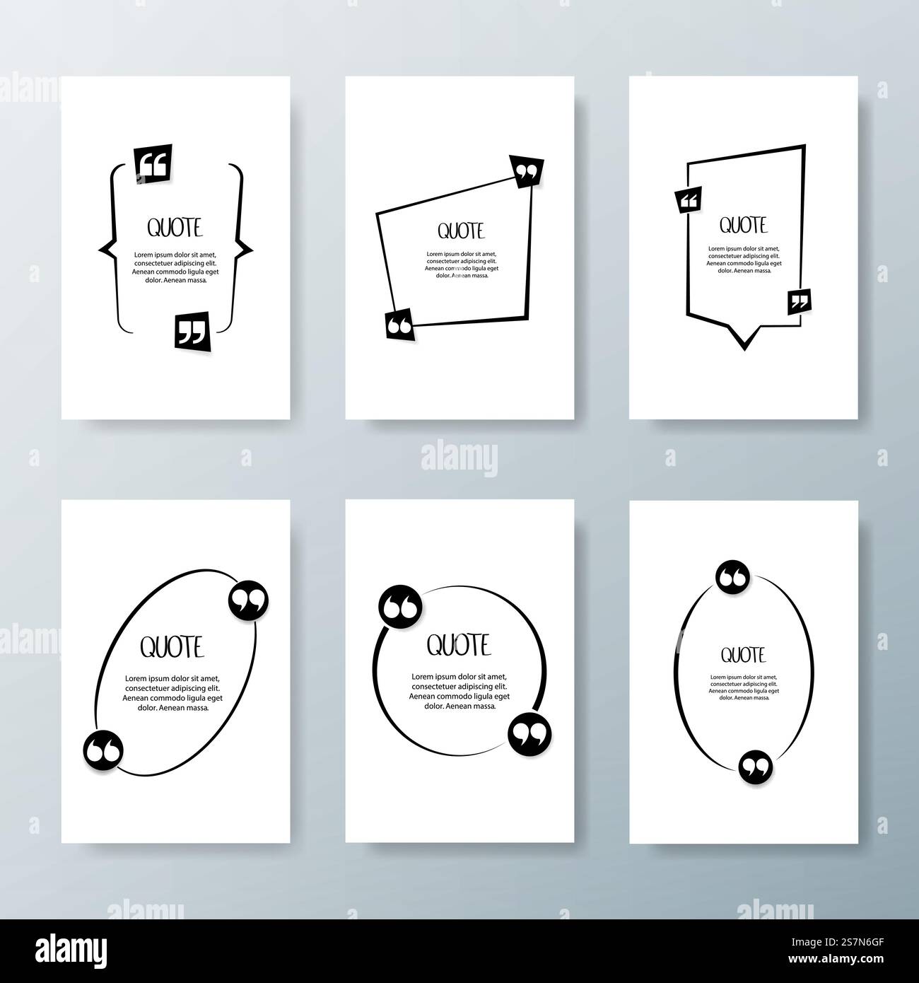 Rahmen für Zitate. Leere Vorlage mit Druckinformationen Design Angebote. Vektorillustration auf weißem Hintergrund. Rahmen für Zitate. Leere Vorlage mit Druckinformationen Design Angebote. Vektorillustration auf weißem Hintergrund. Stock Vektor