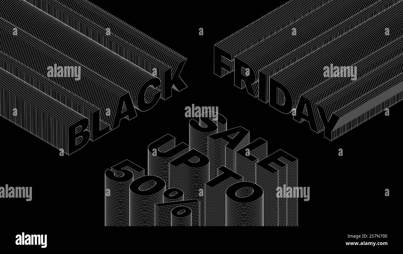 Black Friday Sale 3D Typografie trendiges Design Banner abstrakter Hintergrund Stock Vektor