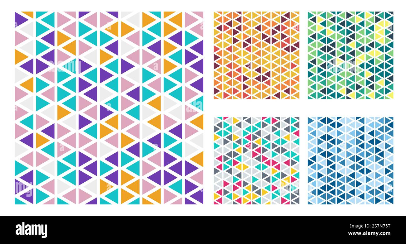 Satz von hellen Farbe Dreiecke einfaches Muster auf weißem Hintergrund. Vektorgrafik Stock Vektor