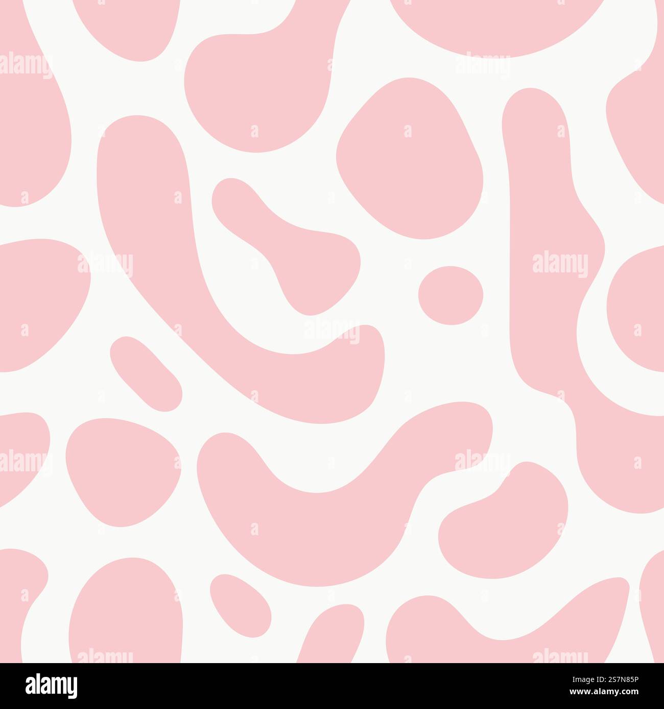 Kreatives nahtloses Muster mit unregelmäßigen rosa Kuh- oder dalmatinischen Flecken auf weiß, perfekt für Tapeten und Textilien. Hochwertiger Vektor mit Fett, abs Stock Vektor