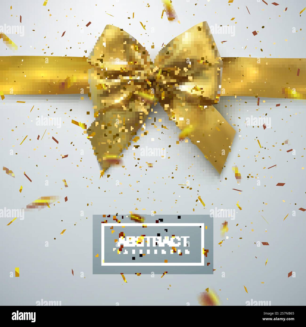 Goldene Schleife und Band mit glitzernden Konfetti Stock Vektor