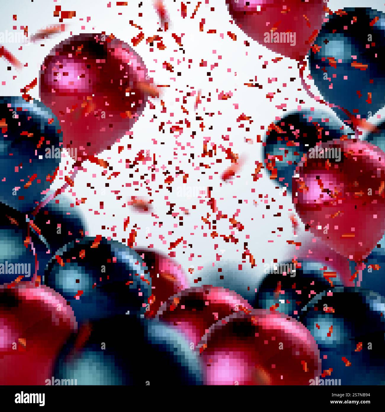 Abstrakter Hintergrund mit roten und schwarzen Ballons und Konfetti Stock Vektor