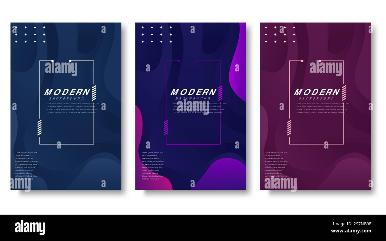 Modernes abstraktes Cover-Set. Zusammensetzung von kühlen Verlaufsformen Stock Vektor