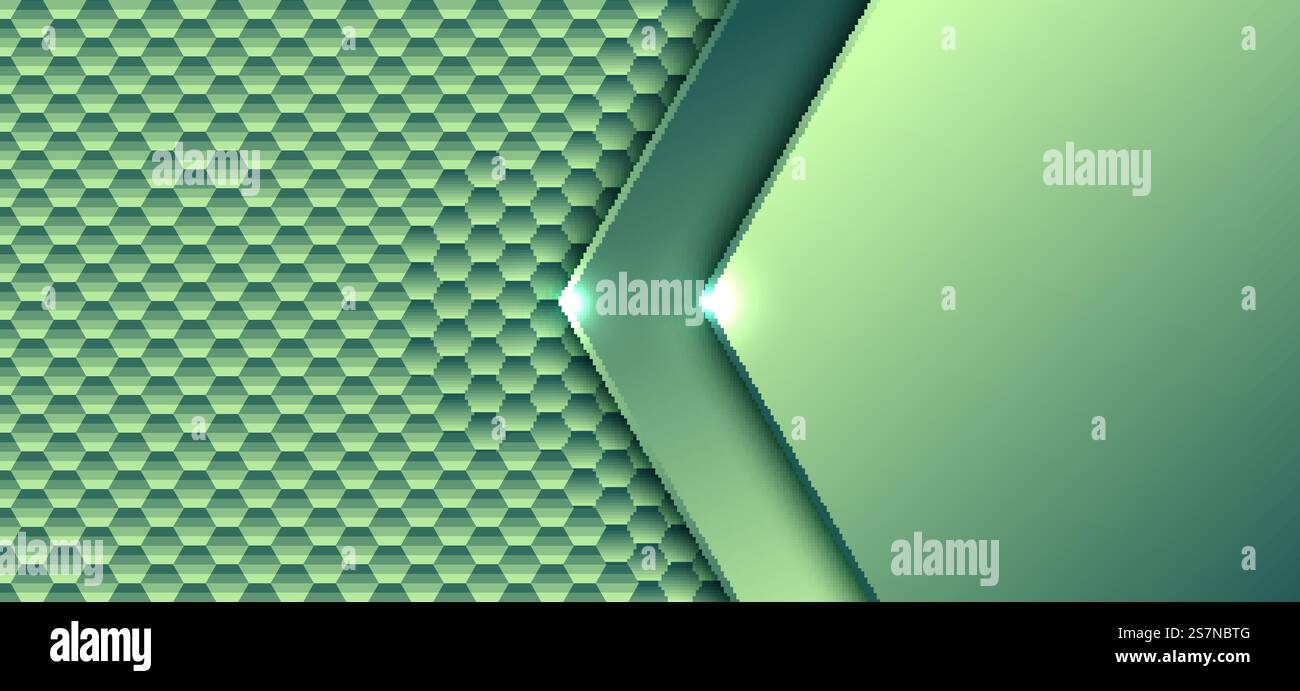 Abstract Technologie digital Konzept grün Gradient hexagonal Element Muster mit Licht Kunstwerk Design Hintergrund und Textur. Vektorgrafik Stock Vektor
