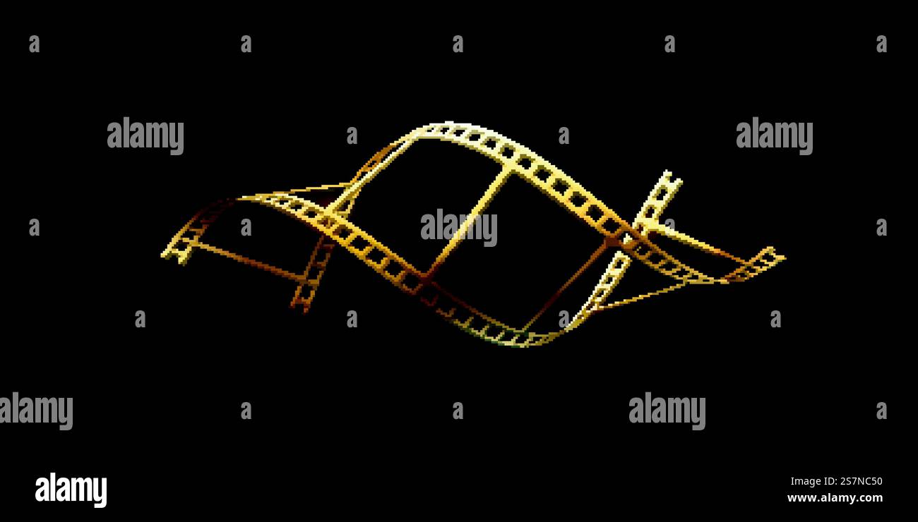 Goldener Filmstreifen isoliert auf schwarzem Hintergrund Stock Vektor