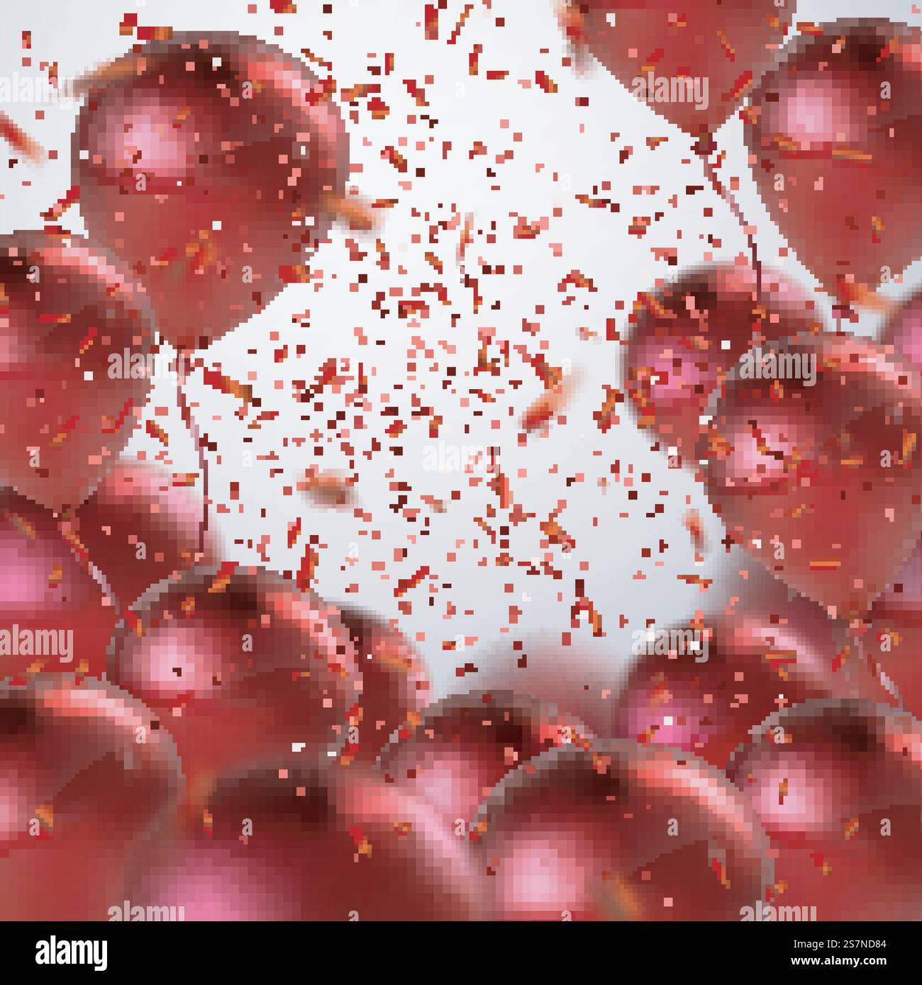 Abstrakter Hintergrund mit roten Ballons und Konfetti Stock Vektor