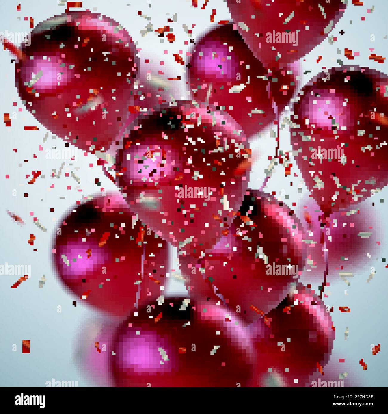 Abstrakter Hintergrund mit roten Ballons und Konfetti Stock Vektor