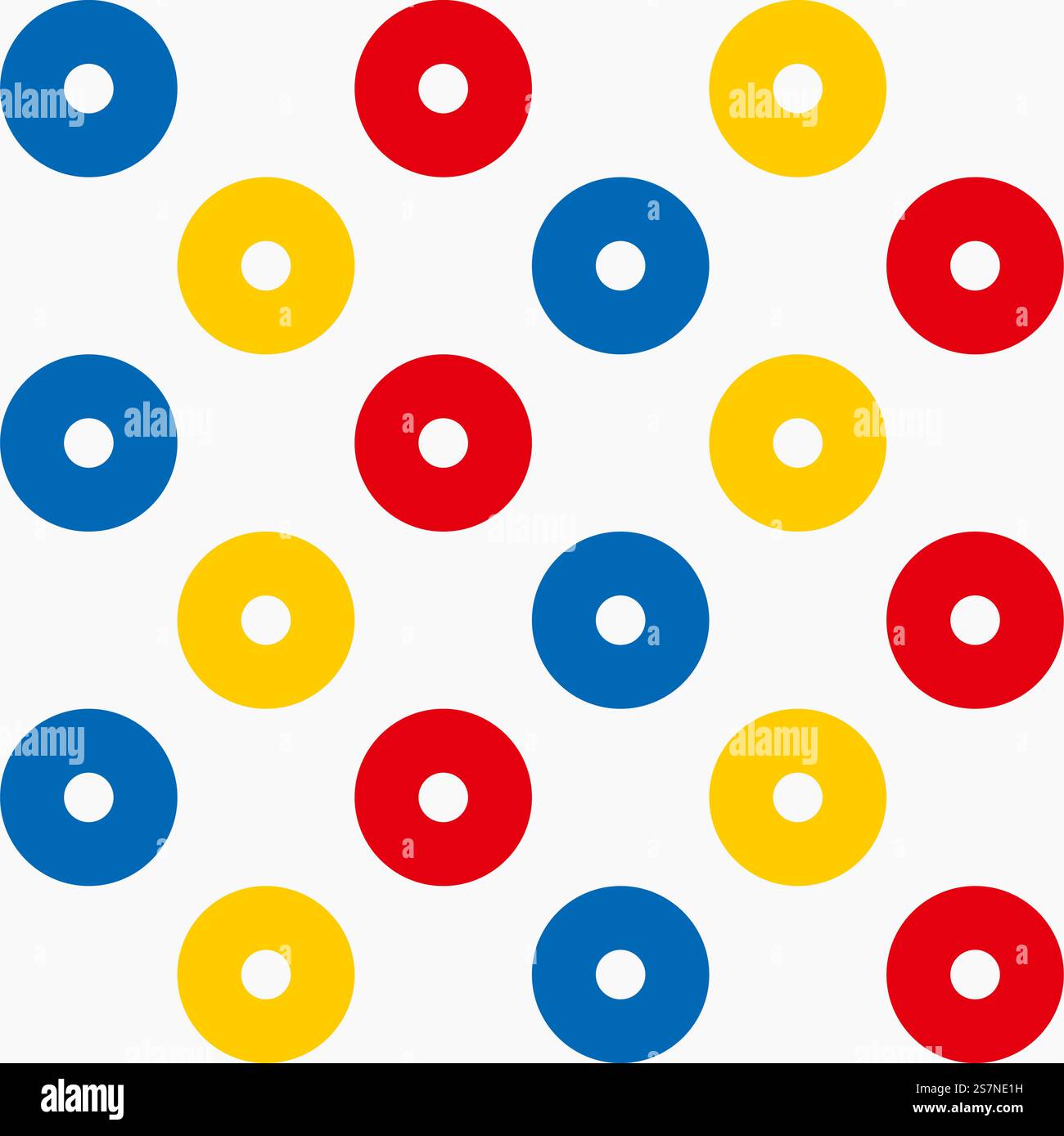 Farbenfroher nahtloser abstrakter geometrischer Hintergrund mit Kreisen. Einfache Hintergrundstruktur zum Drucken. Modernes minimalistisches Vektormuster mit kreisförmigem Raster Stock Vektor