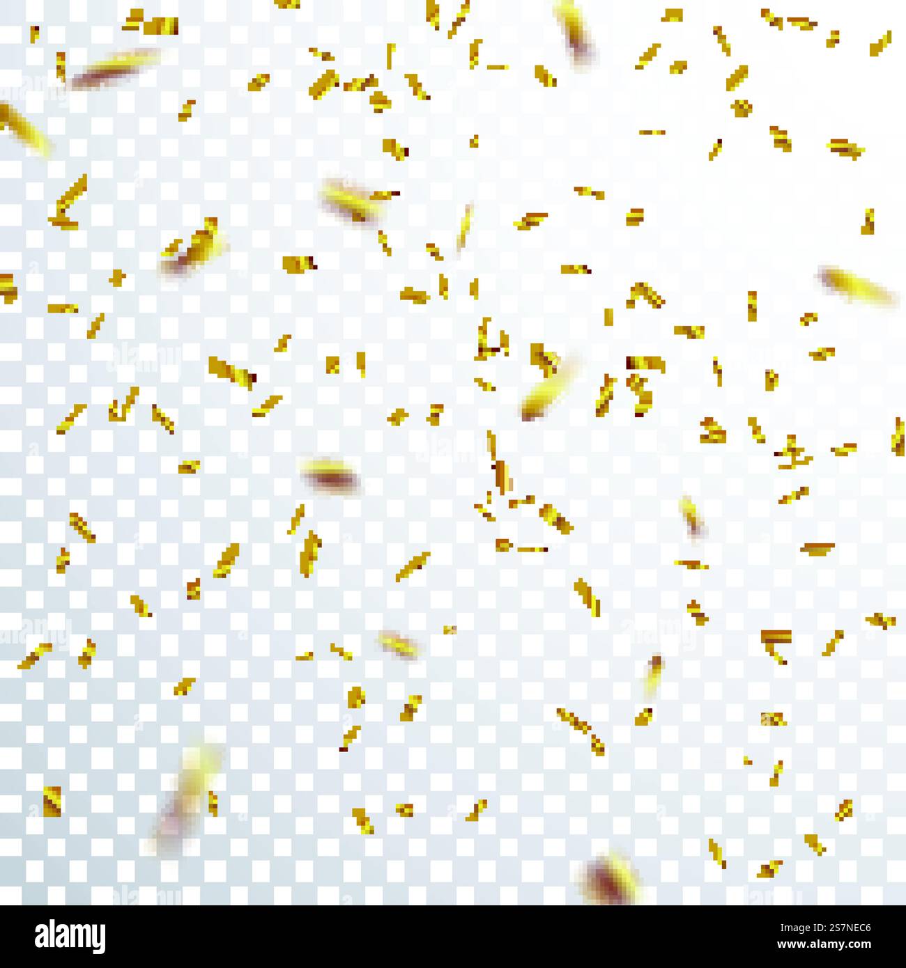 Festliches goldenes Konfetti isoliert auf transparentem Hintergrund Stock Vektor