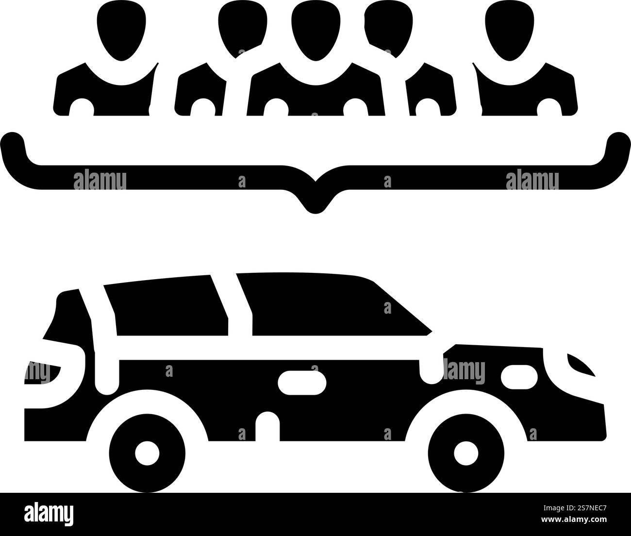 Carpooling Umweltglyphe Symbolvektor. Umweltzeichen für Fahrgemeinschaften. Isolierte Symboldarstellung. Carpooling Umwelt Glyphe Symbol Vektor Illustration Stock Vektor