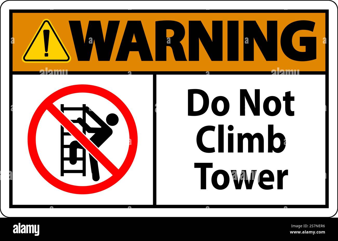 Warnschild „Nicht Auf Den Turm Klettern“ Auf Weißem Hintergrund Stock Vektor