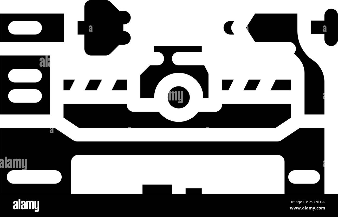 Drehwerkzeug Arbeit Glyphe Symbol Vektor. Arbeitsschild Drehwerkzeug. Isolierte Symboldarstellung. Drehwerkzeug Arbeit Glyphe Symbol Vektor Illustration Stock Vektor