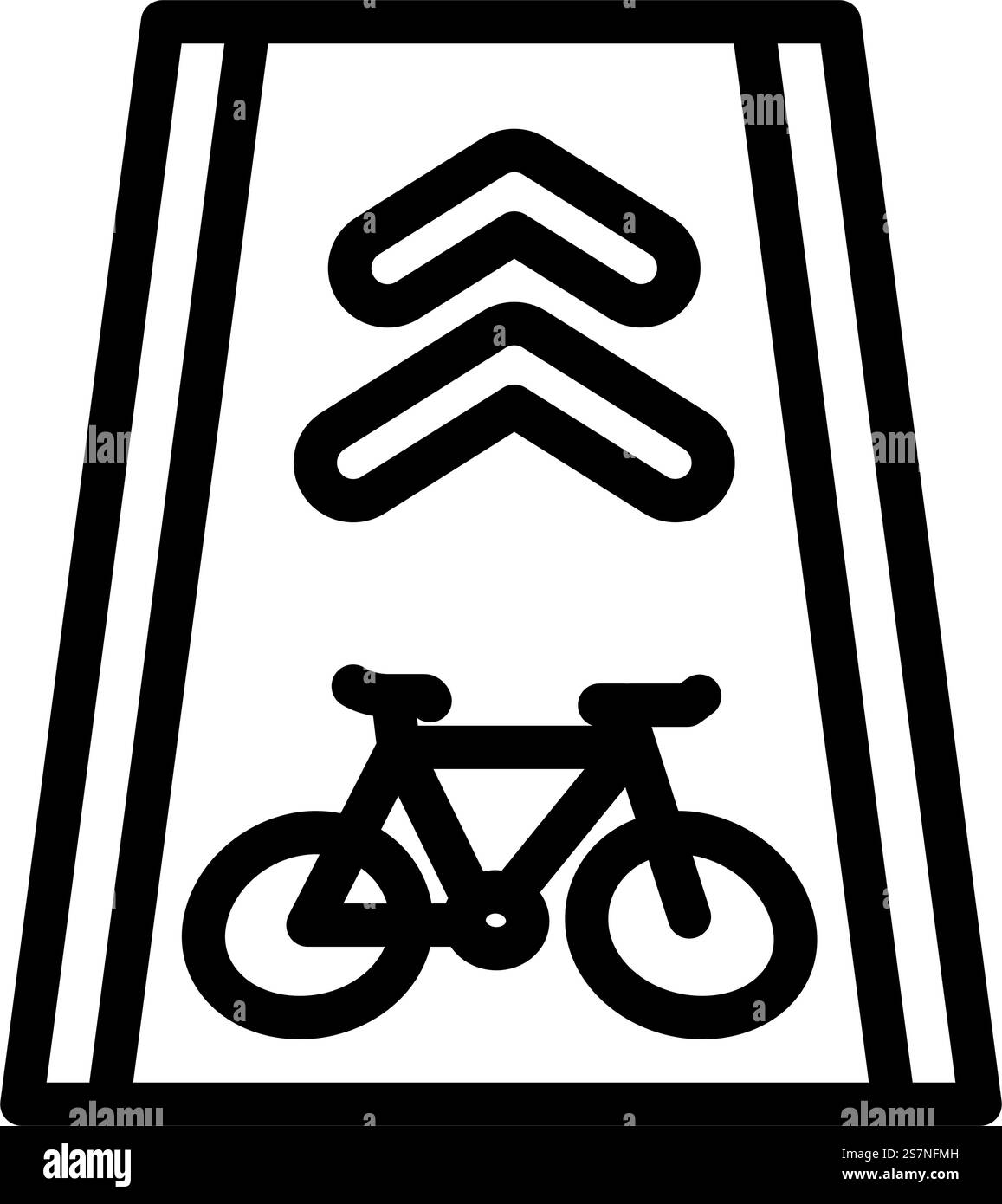 Symbolvektor der Umweltlinie für die Fahrradspur. Umweltschild für Fahrradwege. Schwarze Abbildung des isolierten Kontursymbols. Fahrradweg Umweltlinie Symbol Vektor-Illustration Stock Vektor